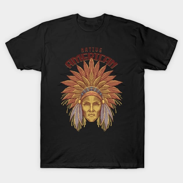 Indian Head Illustration T-Shirt by Tonymidi Artworks Studio